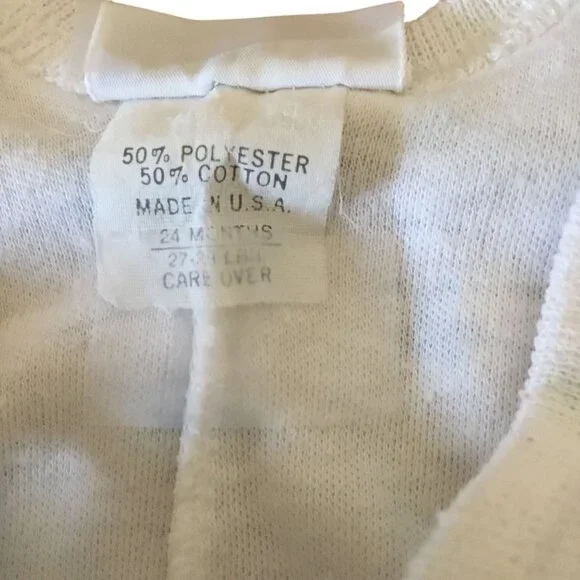 BABY DIOR Vintage Baby Romper 24M White Blue Star Overalls USA 27–30 lbs VBC - Picture 5 of 5